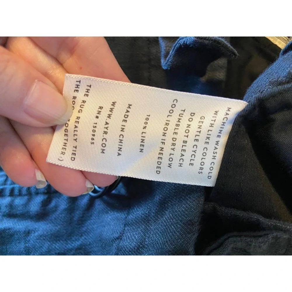 AYR Baird McNutt Irish Linen Black Pleated‎ Pants 29x30 Adjustable Side Tabs